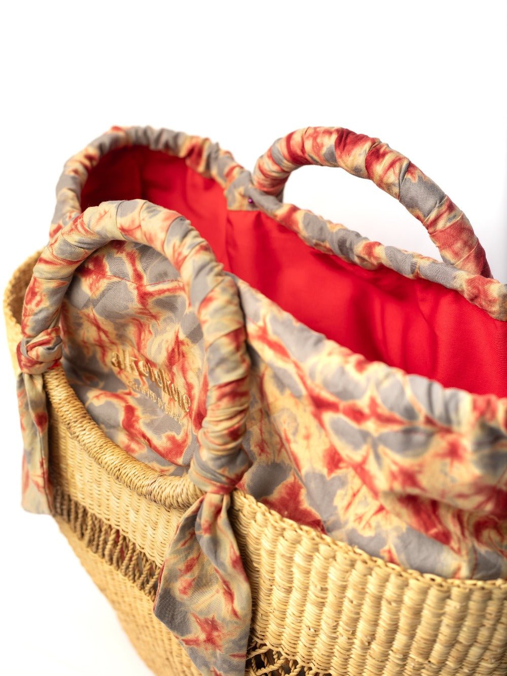 Butterfly Bag Medium - Natural w/ Light Grey and Red Lining - TEJIDO