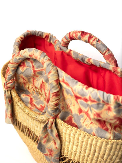 Butterfly Bag Medium - Natural w/ Light Grey and Red Lining - TEJIDO