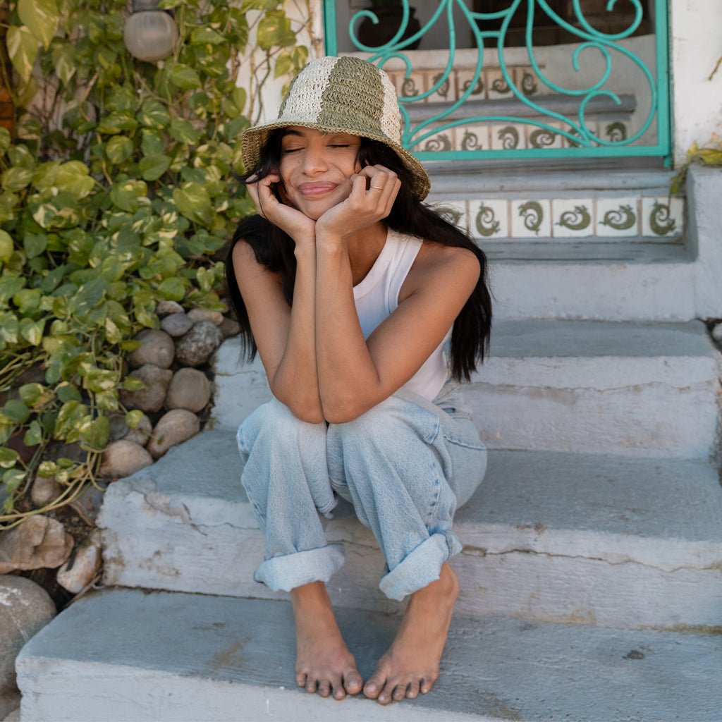Summer Bucket Hat - Matcha Green Stripe - TEJIDO